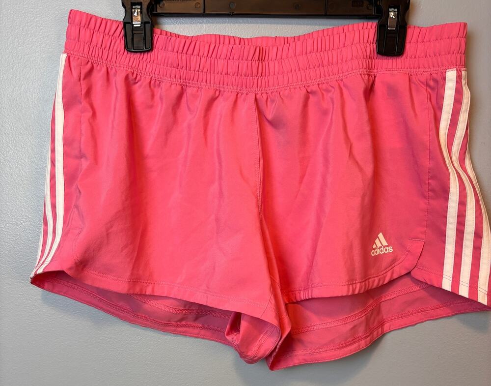 Adidas Running Shorts Women's Hot Pink 3-Stripe Athletic Shorts Size Large